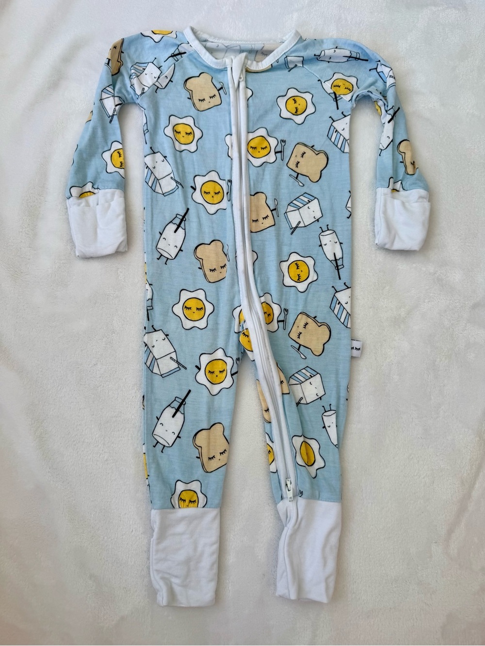 Little Sleepies Blue Breakfast Buddies Zippie (size 0-3M)